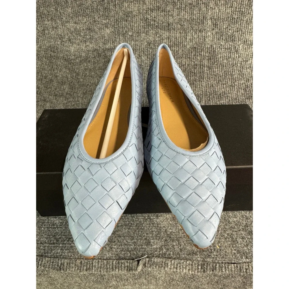NWB Marc Fisher LTD Damaria Woven Leather Pointed Toe Flats Medium Blue 9M
